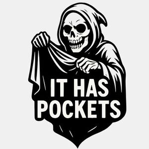 Graphic Skeleton "It Has Pockets" Tee - Black and White